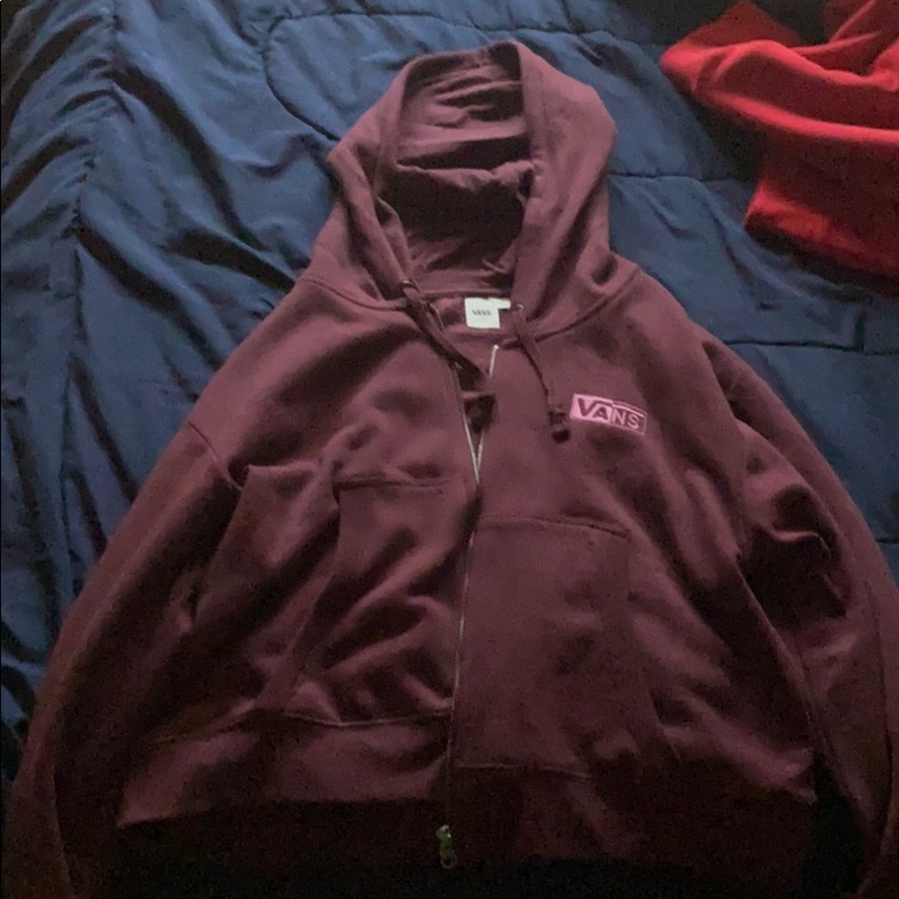 Burgundy vans sweater zip up